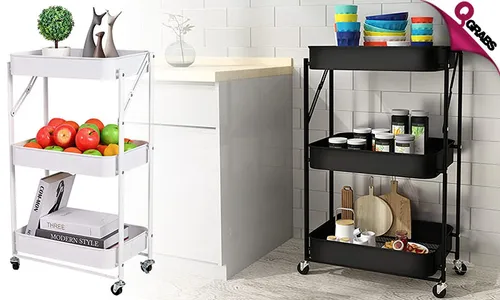 3-Tier Foldable Rolling Cart!